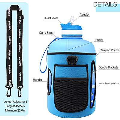 1 Gallon BPA Free Reusable Plastic Drinking Water Big Mouth Bottle Jug Container with Holder Drinking Canteen - Light Blue