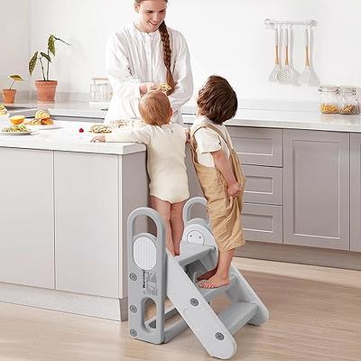 Foldable Toddler Step Stool for Kids, Adjustable 3 Steps Stool