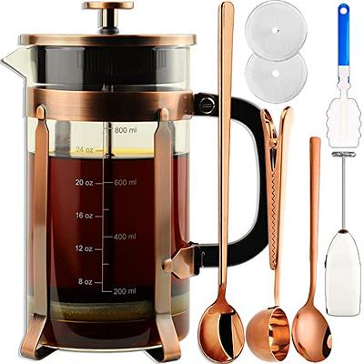 ADAMITA French Press Coffee Maker 8 cups 34 oz 304 Stainless Steel Coffee  Press with 4 Filter Screens, Easy Clean Heat Resistant Borosilicate Glass -  Free 100% BPA (A-Style-Copper-2A, 34 oz) - Yahoo Shopping