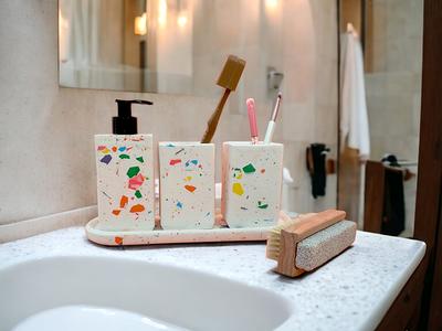 Concrete Tray and Toothbrush Holder 