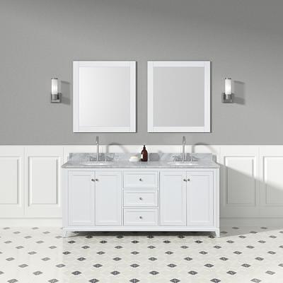 Queen 72 Sonoma White Wall Mount Double Sink Modern Bathroom Vanity