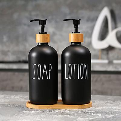 GMITING Hand and Dish Soap Dispenser Set, Kitchen Soap Dispenser Set with  Tray, 2 Pack 16 Oz White Glass Soap and Lotion Dispensers with Gold & Black