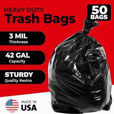 ToughBag 42 Gallon Trash Bags, 3 Mil Contractor Garbage Bags (50 COUNT)  Heavy Duty Large Trash Can Liners, Black Garbage Bags, 38 x 48 -  Construction, Lawn, Industrial, Leaf - Made in USA - Yahoo Shopping