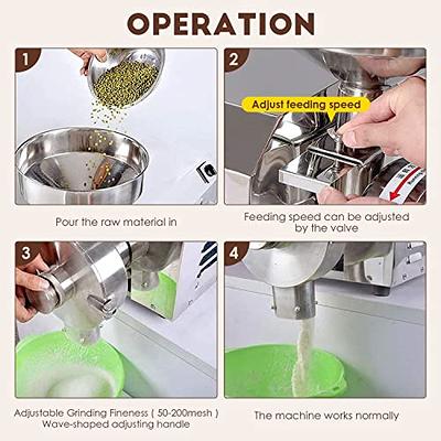CGOLDENWALL 400g High-Speed Electric Grain Grinder Mill Stainless Steel  Grinder Machine Commercial Grain Mill Spice Grinder Pulverizer for Dried