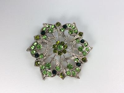 Vintage Pin Brooch Gold Toned Floral Leaf Design With Brown Rhinestones  Green & Enamel Used - Yahoo Shopping