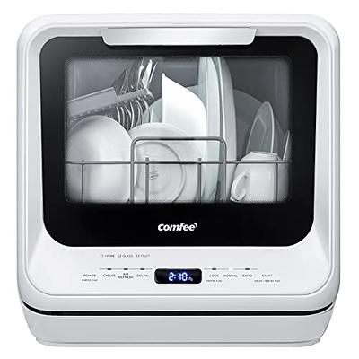 Comfee' Portable Dishwasher Countertop with 5L Built-In Water Tank, No Hookup Needed, 6 Programs, 360° Dual Spray, 192°F High-Temp& Air-Dry Function