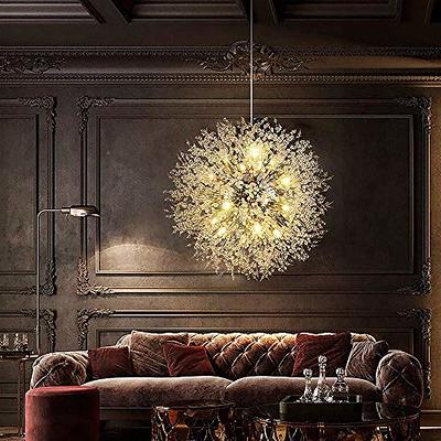 Qamra Modern Crystal Chandeliers, Chrome Firework Dandelion