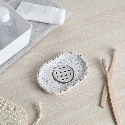 Soap Dish Terrazzo Stone Tray Bar Soap Holder for Shower Bathroom