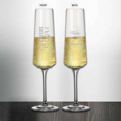Personalized Champagne Flute Set with Initial & Name