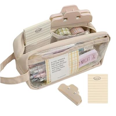 Clear Pencil Pouch Aesthetic School Supplies Large Cute Pencil Case for  Girls Preppy Pencil Case Aesthetic (Beige,with Clip & Sticky Note) - Yahoo  Shopping