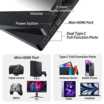  JREN Portable Monitor, 15.6 Inch FHD 1080p USB-C HDMI External  Monitor,Second Monitor for Laptop, Desktop, MacBook Pro, Phones, Tablet, PS5/4,  Xbox, Switch, Built-in Speaker with Protective Case : Electronics