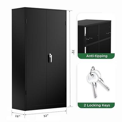 Atripark Metal Storage Cabinet with Lock, 72 Lockable Garage Tool Cabinet  with Doors and Shelves, Tall Steel Cabinet for Garage, Heavy-Duty Black  File Cabinet for Home Office, Gym, School(Dark Gray) - Yahoo