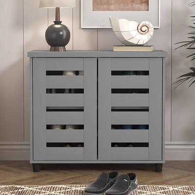 FUFU&GAGA 47.2 in. H x 39.4 in. W Gray Wood Shoe Storage Cabinet