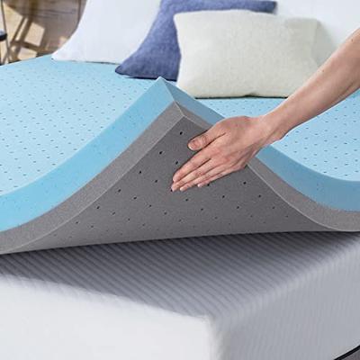 Best Price Mattress 1.5 Inch Ventilated Memory Foam Mattress Topper,  Cooling Gel Infusion, CertiPUR-US Certified, King, Blue