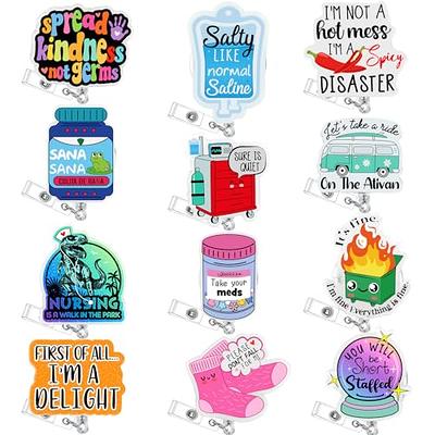 Salty Like Normal Saline Badge Reel Funny Nurse Badge Reel Medical Tech Bag  Badge Holder 