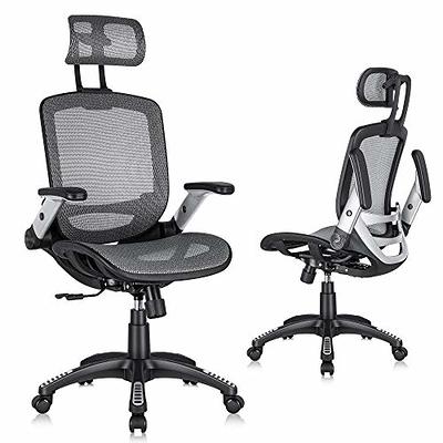 Modern High Back with Headrest Office Mesh Chair Tilt Arms Lumber Support Large Base Adjustable Swivel Task Executive All Black