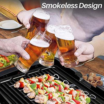 Indoor Smokeless Grill, Techwood 1500W Electric Grill with Tempered Glass  Lid, Electric Portable Korean BBQ Grill, Dual Removable Griddle & Grill  Plates, Dishwasher-Safe, Gray 