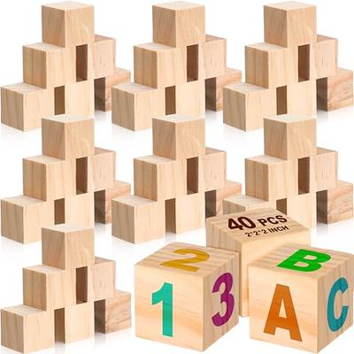 Halloscume 40 Pcs 2 Inch Wooden Blocks Unfinished Wooden Blocks