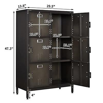 STANI Metal Storage Cabinet with Locking Doors, Lockable Steel Cabinet with  Doors and Shelves, Black Metal Cabinet with Lock for Garage, Office, Home.