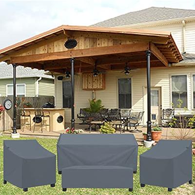 4-piece Outdoor Veranda Patio Garden Furniture Cover Set with Durable and  Water Resistant Fabric (Grey)