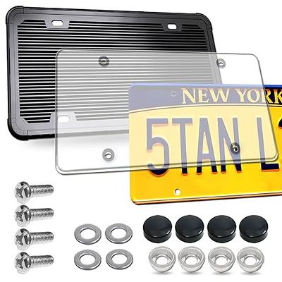  1Set White License Plate Covers Frame Shield Combo -  Unbreakable Tinted Cover Novelty Fits All Standard US Plates,License Plate  Frames，Bubble Design License Plate Holder with Screws and Caps : Automotive