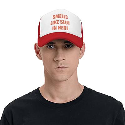 Smells Like Slut in HERE Funny Baseball Cap Adjustable Trucker Hats Sports  Hat Men Women Funny Gift Mesh Fishing Cap Red - Yahoo Shopping