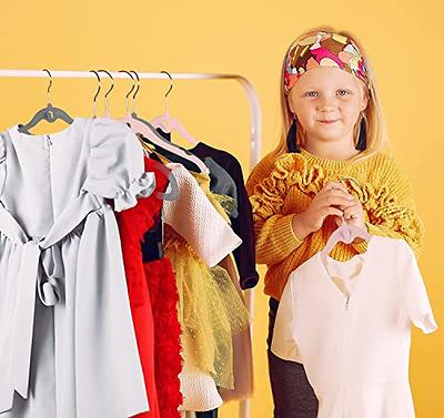 JSF Velvet Kids Hangers 50 Pack, 11.8Inch Childrens Hangers for Closet,  Ultra Thin Cute Kids