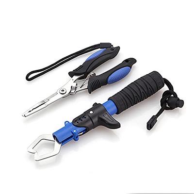 SAMSFX Fishing Pliers Fishing Gear with Rubber Handle, Lanyard