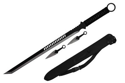 2 PC Large Full Tang 28 Ninja Twin Tanto Blade Sword Machete w/Nylon  Sheath