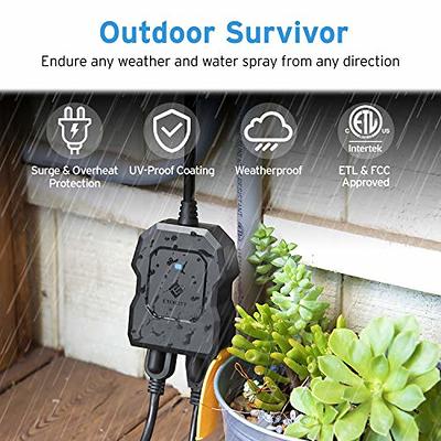 HBN Outdoor Smart Plug Waterproof with 6 Outlets,WiFi Power Stake Timer  with 6Ft Cord,Outdoor Outlet Timer for Patio Lights,Compatible with Alexa 