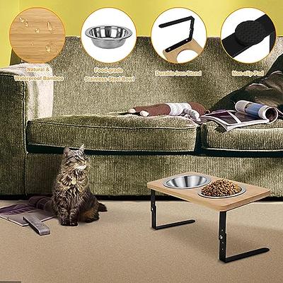 Vermida Elevated Cat Bowls for Food and Water, Stainless Steel Cat Food  Bowls with Bamboo Stand