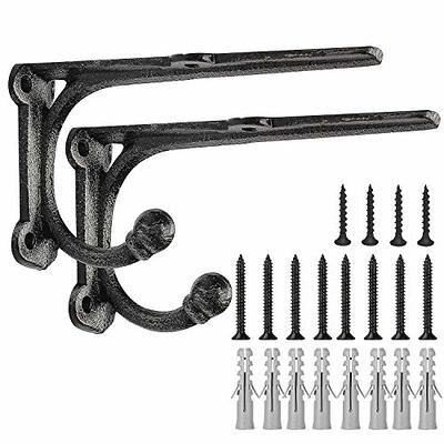 Shelf Brackets with Hooks, Heavy Duty Floating Shelf Bracket, Cast Iron  Shelving Brackets for DIY Wall Shelves, Rustic Shelf Brackets 6 Inch, 2  Pack - Yahoo Shopping