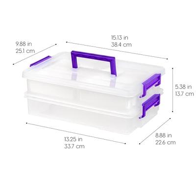 IRIS USA 9.4Qt 2 Layer Stack and Carry Storage Containers with Bulked-Up  Lid, Clear/Violet - Yahoo Shopping