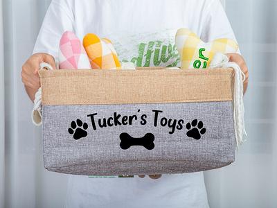Foldable Pet Toy Storage Toy Basket, Canvas Dog Toy Basket With