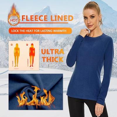 WOWENY Thermal Shirts for Women Base Layer Ultra Soft Fleece Lined Long  Sleeve Top Thermal Underwear Winter Cold Weather(Blue,Medium) - Yahoo  Shopping