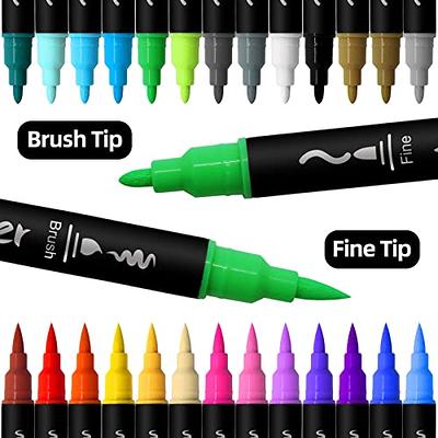 26 Colors Dual Tip Acrylic Paint Pens Acrylic Paint Pens Paint Markers  Paint Pens With Medium Tip and Brush Tip Paint Markers For Rock Painting  Ceramic Canvas Calligraphy DIY Crafts Art Supplies