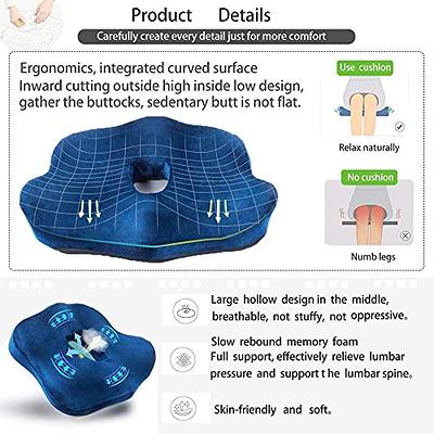 Orthopedic Cusion, Office Chair Cushion for Butt, Tailbone, Sciatica, Coccyx & Back Pain Relief, Car Seat Cushion, Black