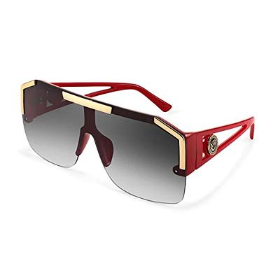  FEISEDY Women Men Flat Top Shield Sunglasses Oversized