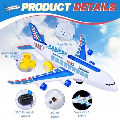 Airplane Toys for Kids Toddler Toy Plane with LED Light and Sound for Boy &  Girl