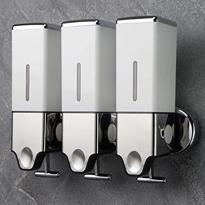 Soap Dispenser and Scrubber Holder Sink Countertop Organizer Manual Dish Brush Multifunctional Soap Liquid Pump Bottle for Home Cafe Kitchen Clear