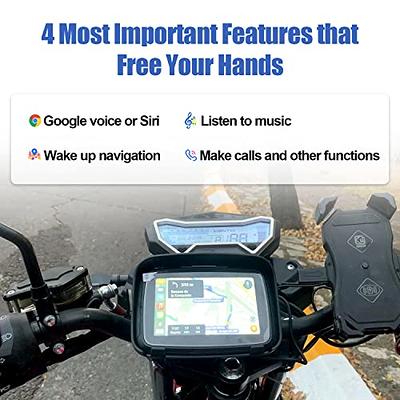 Podofo Portable Wireless CarPlay for Motorcycle Navigator 5 inch IPS Touch  Screen Waterproof Andriod Auto Player for Motorcycle Voice Control Dual