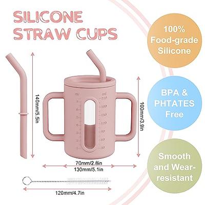 Ginbear 2-in-1 Sip-N-Straw Cup for Baby Girl, Spill Proof Toddler