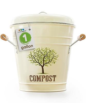 Compost Bin Kitchen, Kitchen Compost Bin Countertop, 1.75 Gallon White  Metal Countertop Compost Bins for Kitchen Including Inner Compost Bucket  with Lid Indoor Small Compost Bins for Food Waste by DB 