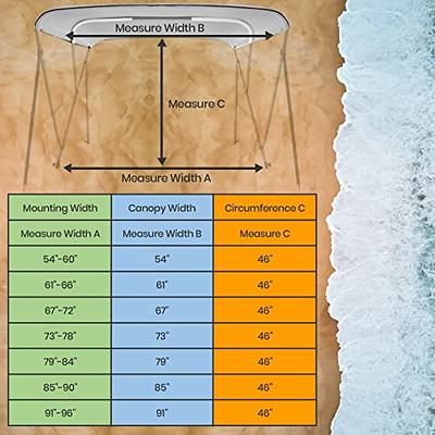 3 Bow Bimini Top Replacement Cover Blue 54- 60 W x 72 L x 46 H