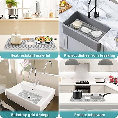 Silicone Sink Mats, Center Drain Kitchen Sink Protectors Grid Accessory,  Flexible and Heat Resistant Non-slip Porcelain Sink Saver for Bottom  Ceramic