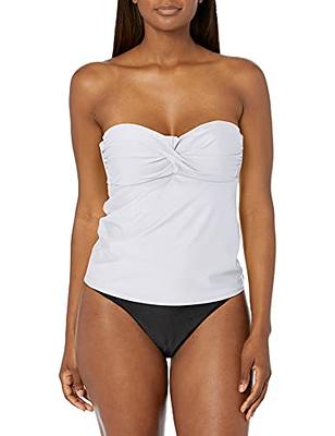 Catalina womens Twist Front Bandeau Swimsuit Tankini Top, White