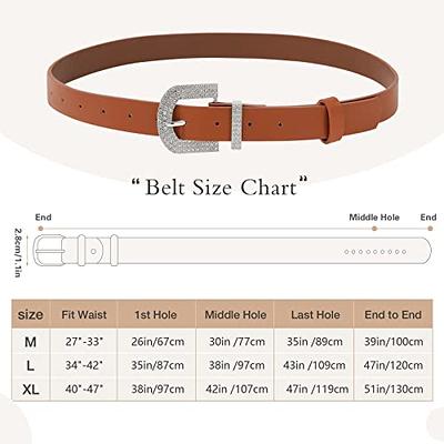 Tanpie Women Leather Belt Designer Gold Round Buckle Ladies Dress Casual  Belts at  Women’s Clothing store