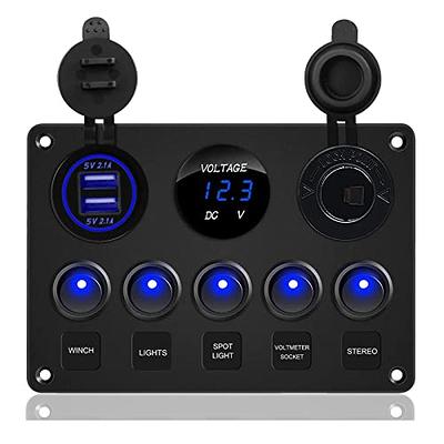 BLLYOGU 5 Gang Multi-Function Toggle Switch Panel Dual USB Charger