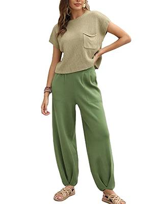 Fessceruna Womens Pajamas Set Fall Winter 3 Piece Loungewear Set Crop Top  Loose Pants Cardigan, A-army Green, Small : : Clothing, Shoes &  Accessories