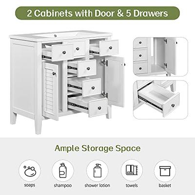 Linique 30 Modern Bathroom Vanity with Sink Combo Set, Solid Wood Frame  Bathroom Storage Cabinet with 2 Soft Closing Doors and a Drawer